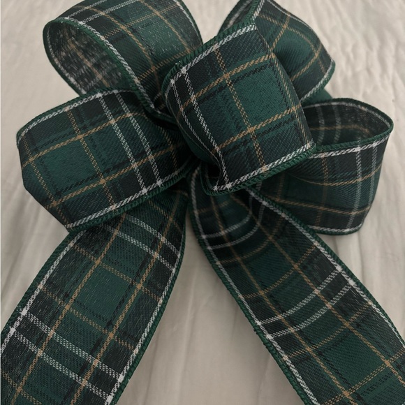 Elegant Green Gold Plaid Bow Garland Bow Package HandCrafted Custom Final Sale - Picture 3 of 4